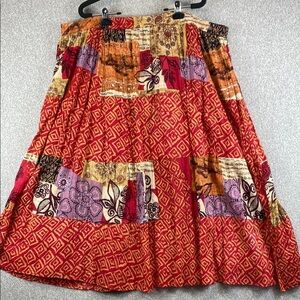 Boho maxi skirt 3X gauze cotton colorful festive hippie patchwork broomstick